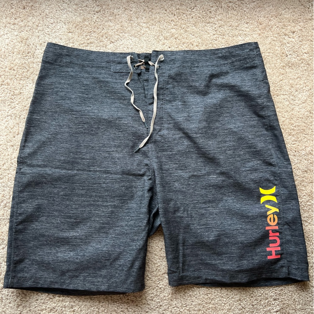 Hurley Gray Board Shorts with Lace-Up Front